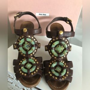 Miu Miu gemstone leather sandals